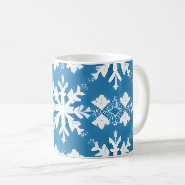 Mug Motif de flocon de neige sur Arrière - plan bleu (Devant droit)
