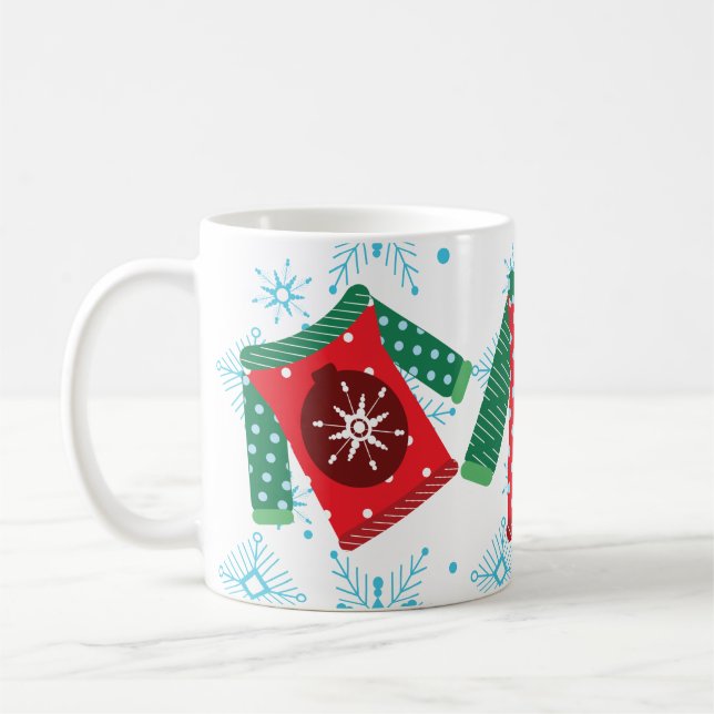 Mug Motif de flocons de neige de pull moche (Gauche)