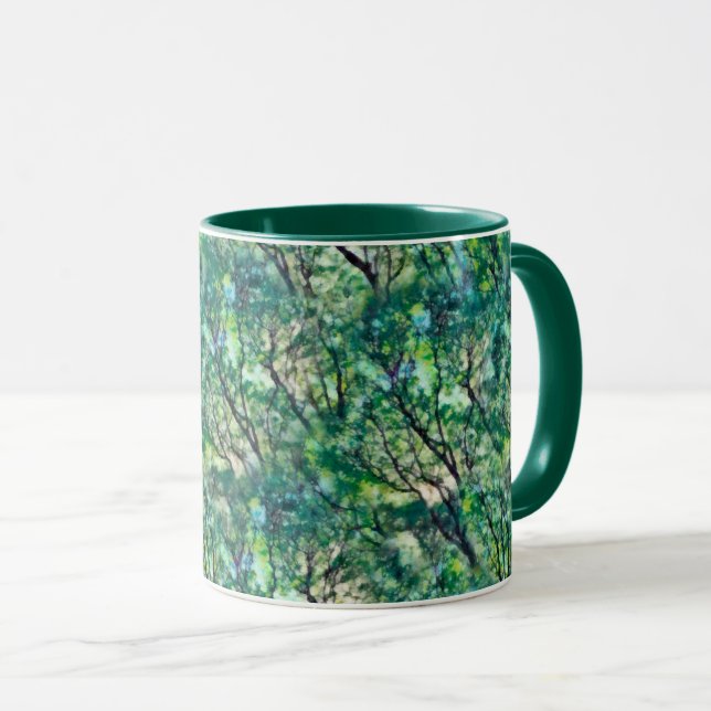 Mug Motif de forêt verte aquarelle (Devant droit)