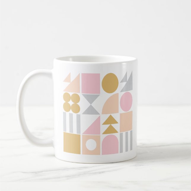 Mug Motif de formes géométriques en rose pastel et or (Gauche)