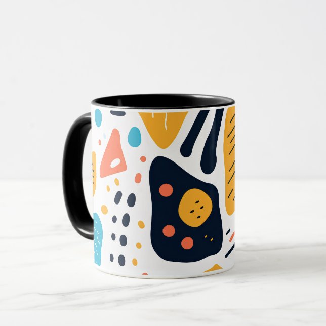 Mug Motif de formes organiques de style Memphis abstra (Devant gauche)