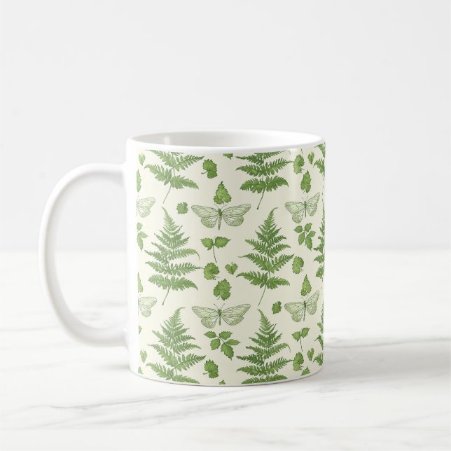 Mug Motif de fougère botanique vert jaune (Gauche)