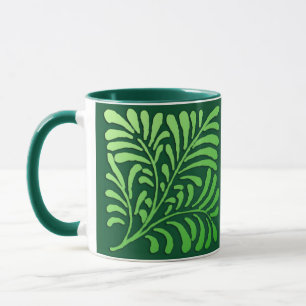 Mug Motif de fougères Art déco - tons verts