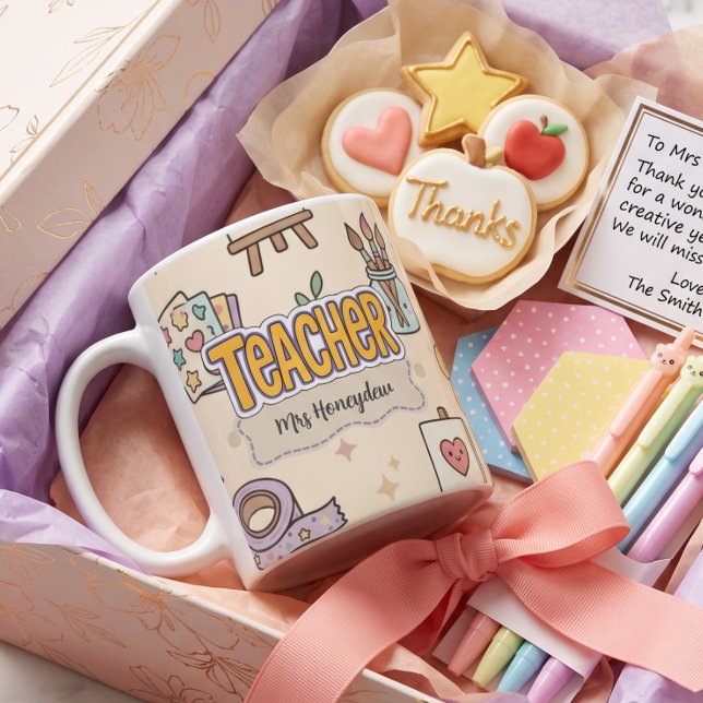 Mug Motif de fournitures scolaires pour enseignant pas (Créateur téléchargé)