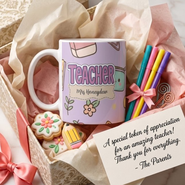 Mug Motif de fournitures scolaires pour enseignant vio (Créateur téléchargé)