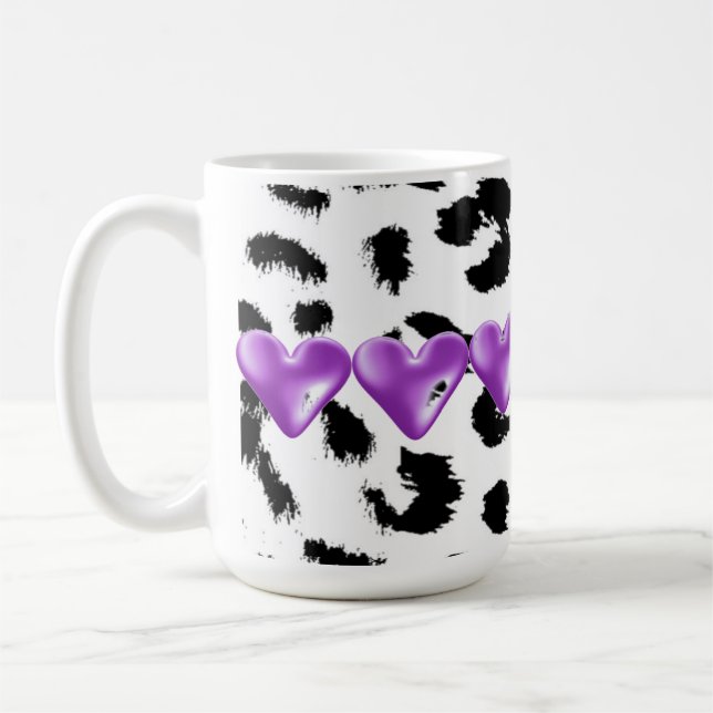 Mug Motif de fourrure de léopard avec des cœurs (Gauche)