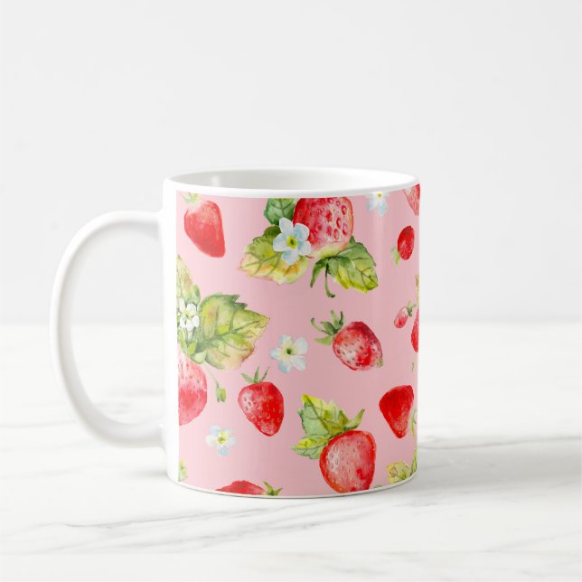 Mug motif de fraise transparent aquarelle (Gauche)