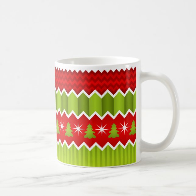 Mug Motif De Frappes Chevron Rouge Et Vert Noël (Droite)