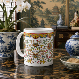 Mug Motif de frise de feuillage floral chinois vintage