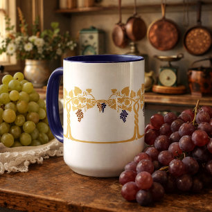 Mug Motif de frise de vignes en pochoir Art Nouveau