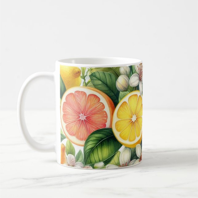 Mug Motif de fruits d'agrumes à l'aquarelle (Gauche)