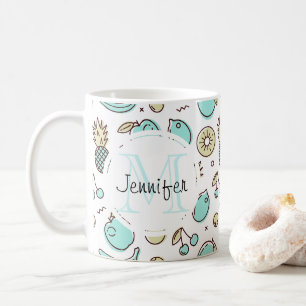 Mug Motif de fruits mignons Monogramme à thème d'été