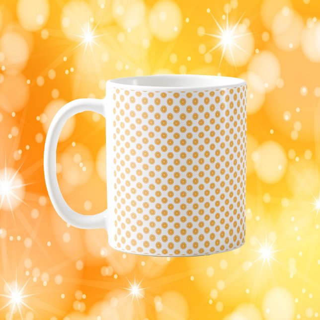 Mug Motif de fruits orange (A fun mug with an all over pattern of oranges.)