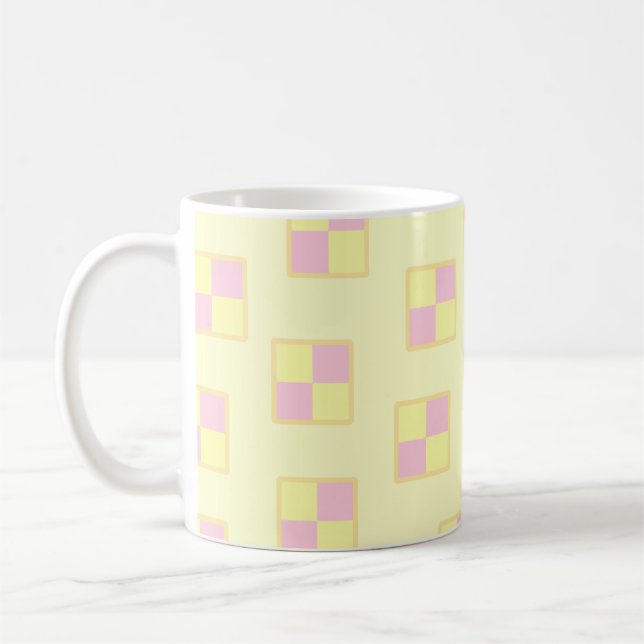 Mug Motif de gâteau de Battenburg. Rose et jaune (Gauche)