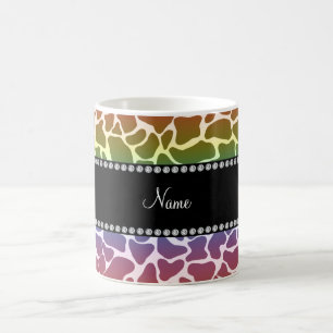 Mug motif de girafe arc-en-ciel de nom personnalisé
