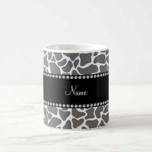 Mug motif de girafe gris de nom personnalisé