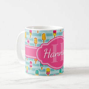 Mug Motif de glace coloré avec Monogramme rose
