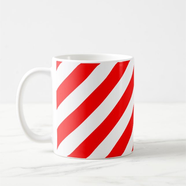 Mug Motif de grandes bandes diagonales rouges et blanc (Gauche)