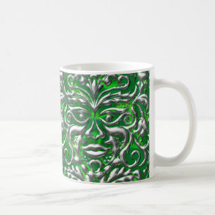 Mug Motif de GreenMan sur la copie verte de satin