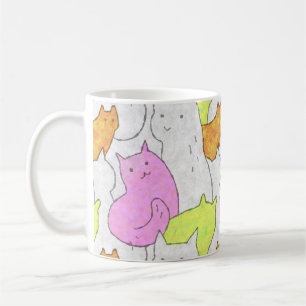 Mug Motif de gribouillis de chats à l'aquarelle mignon