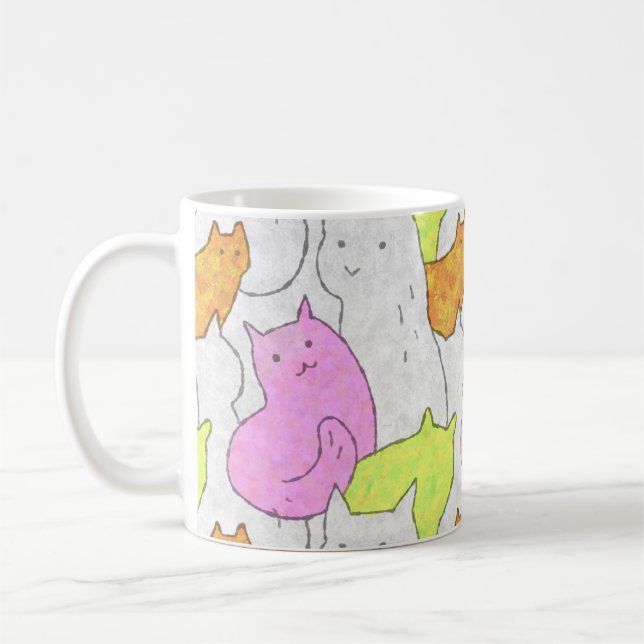 Mug Motif de gribouillis de chats à l'aquarelle mignon (Gauche)