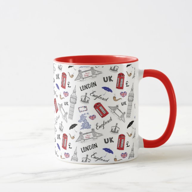 Mug Motif de griffonnages de ville de Londres (Droite)