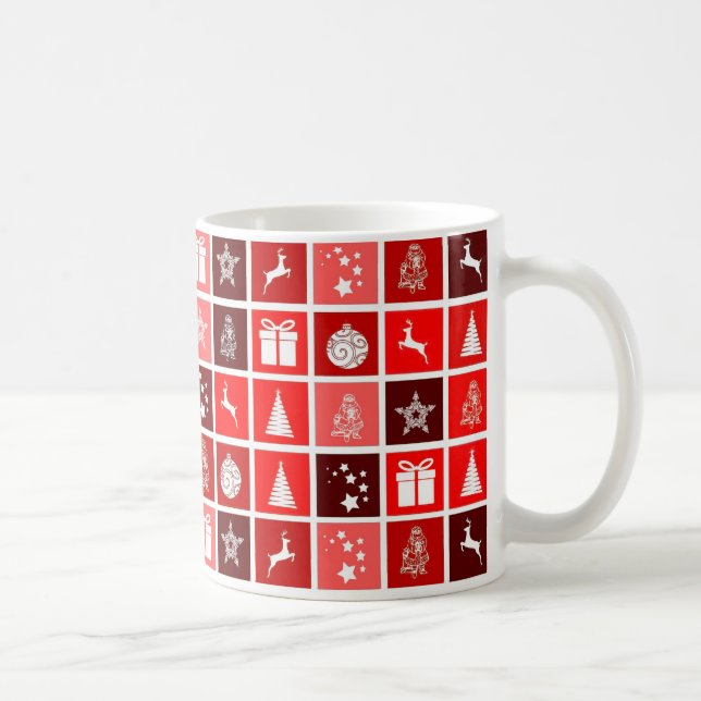 Mug Motif de grille de Noël rouge moderne minimaliste (Droite)