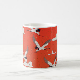 Mug Motif de grue asiatique rouge