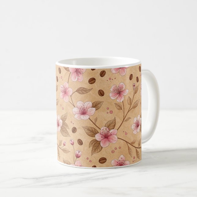 Mug Motif de housse de café Fleur de Cerisier (5) (Devant droit)
