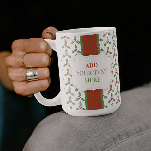 Mug Motif de houx de Noël Feuilles de houx vertes Baie