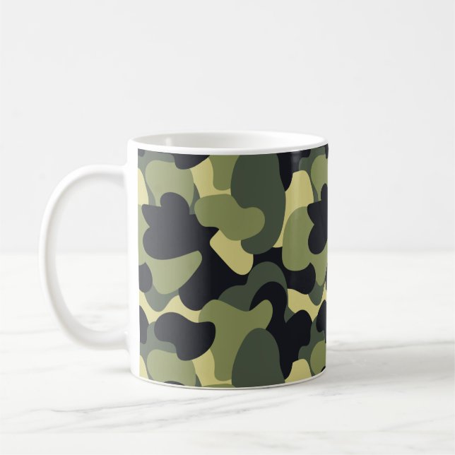Mug Motif de Kaki noir de Woodland Camo Vert (Gauche)