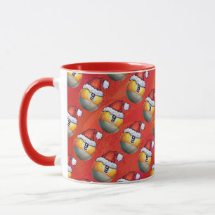 Mug Motif de la boule Santa Hat Nine sur rouge