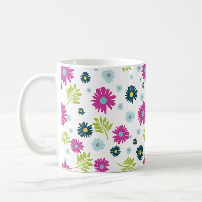 Mug Motif de la feuille rose rose bleu bleu bleu pâle (Gauche)
