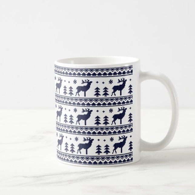 Mug Motif de la Foire Bleue Blanche de Noël (Droite)