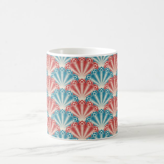 Mug Motif de la queue de paon rouge et bleu (Centre)