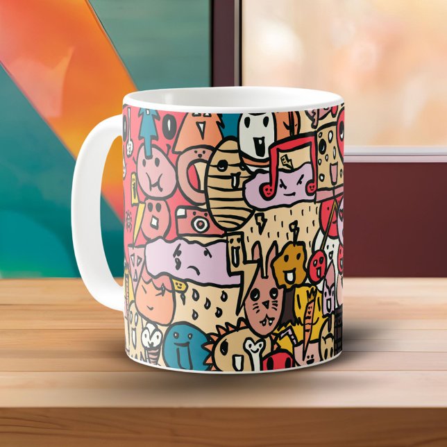 Mug Motif de lancer dessiné à la main de personnage de (Créateur téléchargé)