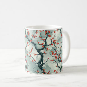 Mug Motif de lavis à l'encre de prunier rouge et de sa
