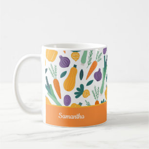 Mug Motif de légumes frais coloré avec le nom orange
