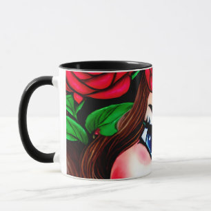 Mug Motif de lèvres rouges et de roses rouges