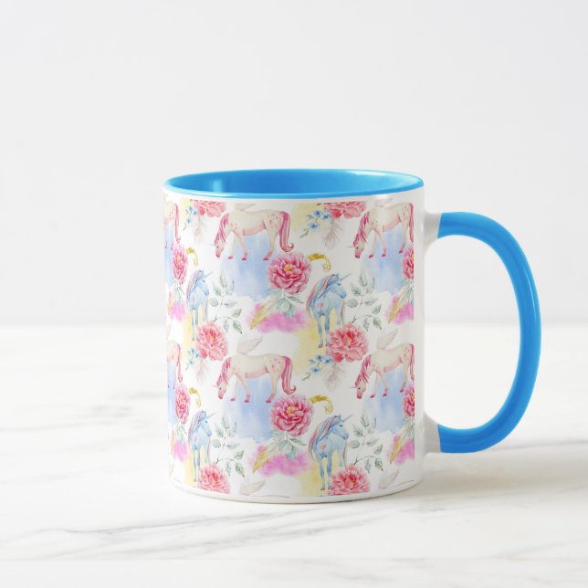 Mug Motif de licorne et de Pegasus d'aquarelle (Droite)