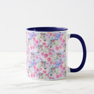 Mug Motif de licornes et de roses