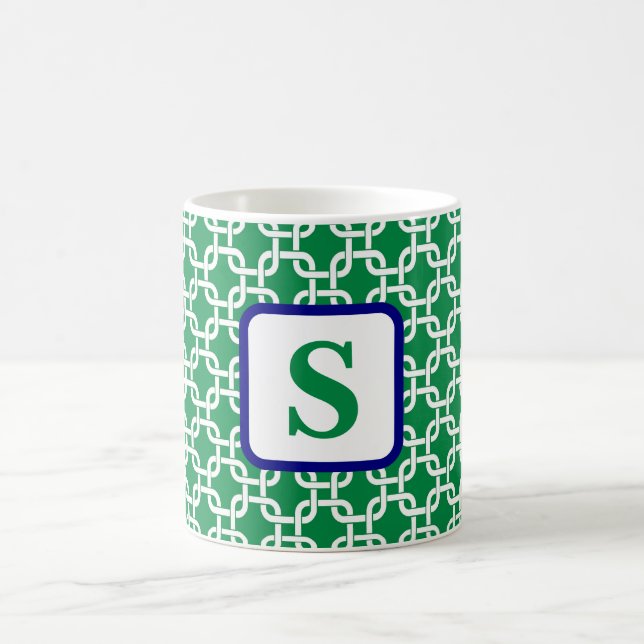 Mug Motif de lien vert et blanc prépa Monogramme (Centre)