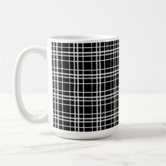 Mug Motif de lignes À damiers en noir blanc