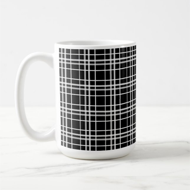 Mug Motif de lignes À damiers en noir blanc (Gauche)