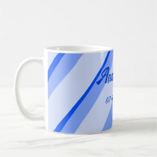 Mug Motif de lignes rétro boho avec nom date pastel bl
