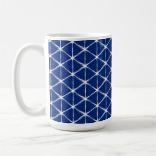 Mug Motif de lignes Shibori bleu et blanc