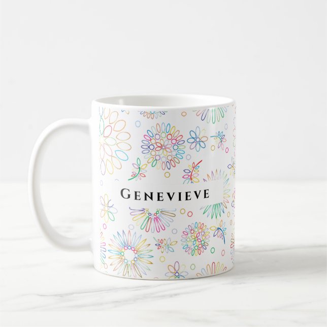 Mug Motif de lin floral plein de gaieté esthétique per (Gauche)