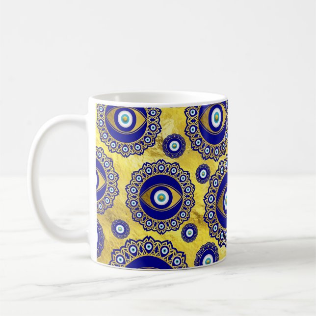 Mug Motif de l'ornement de charme des yeux malveillant (Gauche)