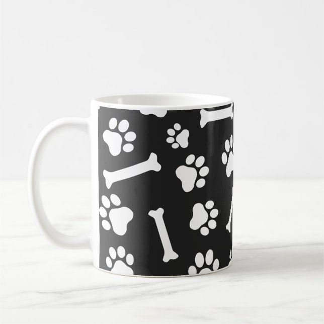 Mug Motif de mâchoires et os de chien - Noir et blanc  (Gauche)