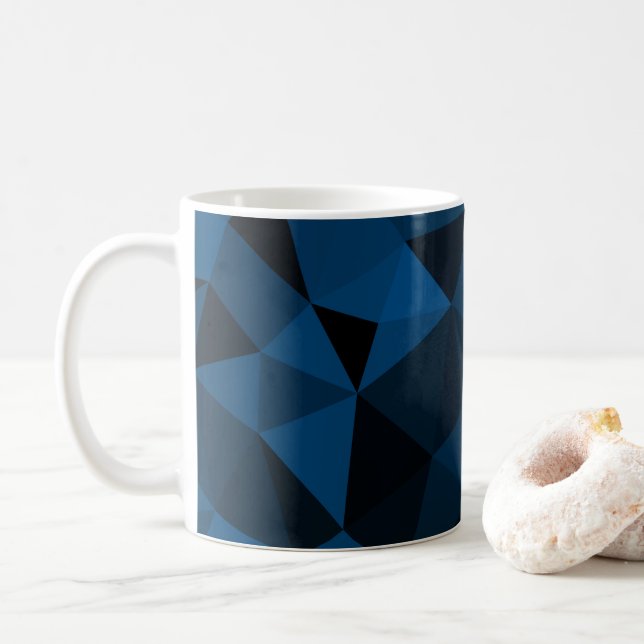Mug Motif de maillage géométrique bleu foncé et noir (Avec donut)